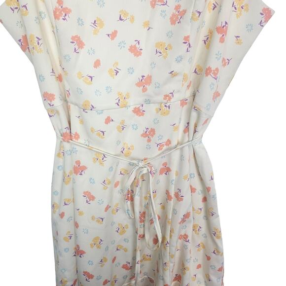 ModCloth Dress Floral Dress Mini Dress Ruffle Hem Dress Awe Of Above 12 Ivory - Picture 3 of 9